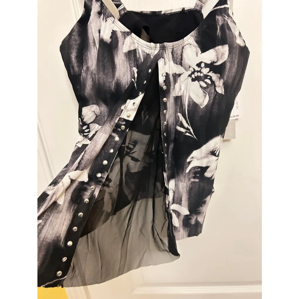 Women's Amoressa Swimwear Tankini Top Size 10 Black White - Picture 4 of 8